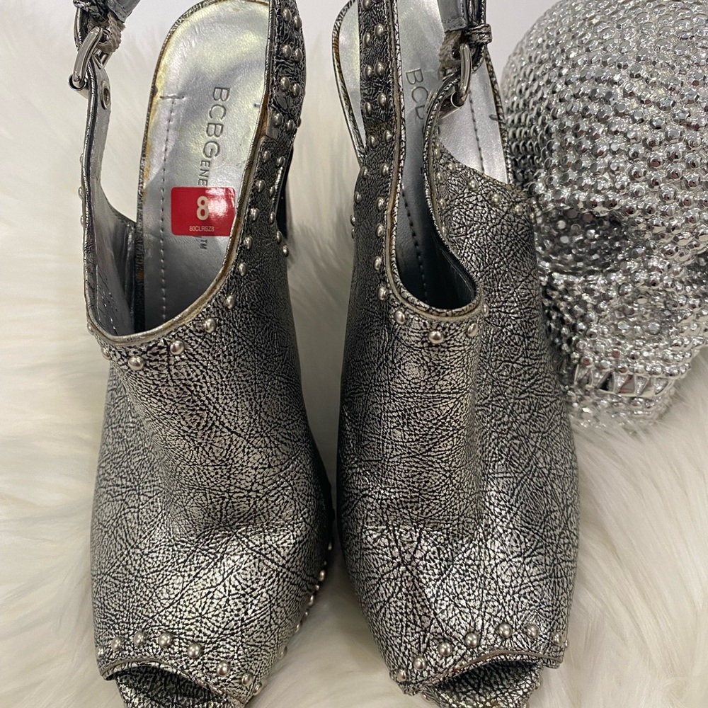 Bcbgeneration- Metallic Silver Studded 5 Inch Heel - image 3
